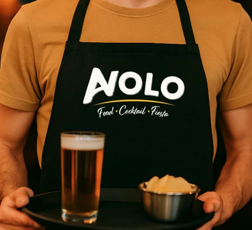 Serveur portant le tablier Avolo, Food · Cocktail · Fiesta